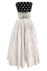 Spring 1983 Christian Dior by Marc Bohan Haute  Couture Black Sequin Bustier Top & Ivory Skirt Set