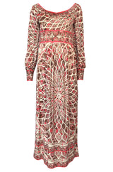 Extraordinary 1960s Emilio Pucci Silk Jersey Intricate Swirl Print Dress