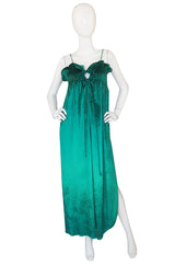1970s Green Liquid Velvet Bill Tice Maxi