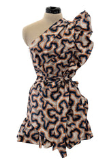 Spring 2017 Isabel Marant "Lavern" Printed One Shoulder Runway Dress w Ruffle Details