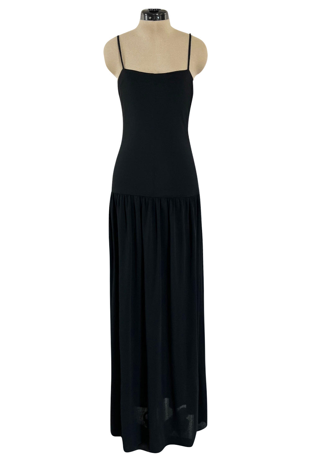 Suberb Fall 1970 Christian Dior Haute Couture by Marc Bohan Minimalist Black Velvet Column Dressress