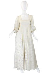 1970s Cream Lace Thea Porter Couture Gown