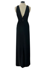 Stupendous Spring 2008 Valentino Original Runway Black Front & Back Plunge Bow Dress