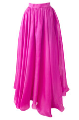 Numbered c.1979 Givenchy Vivid Pink Silk Organza Full Length Maxi Skirt