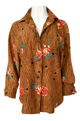 Fall 1990 Todd Oldham Horse Print Western Feel Top w Brass Buttons