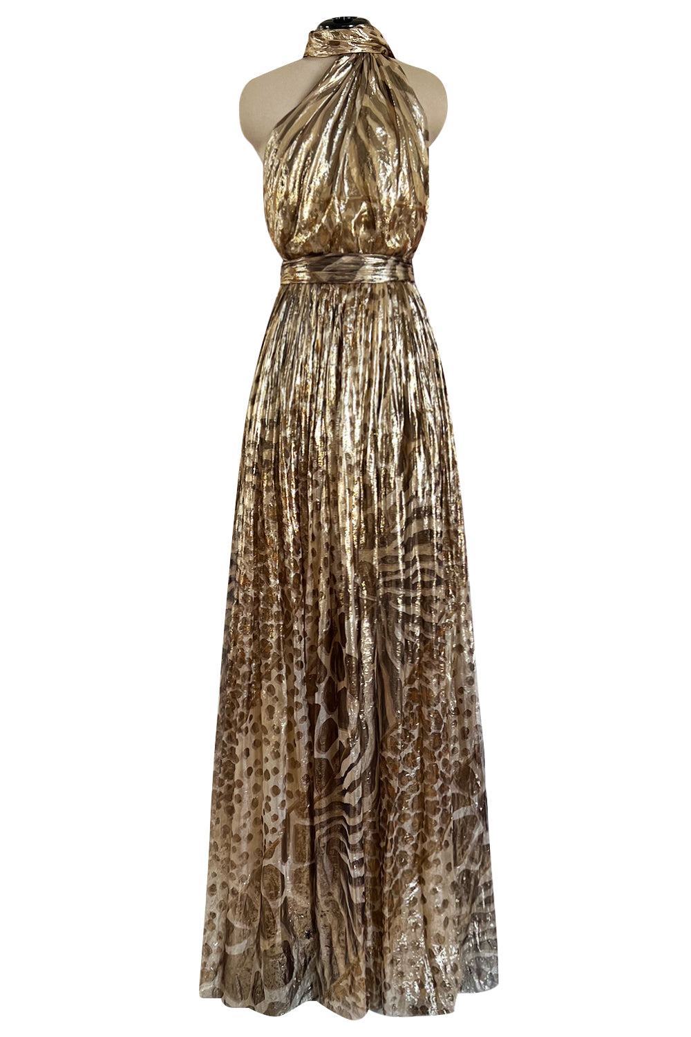 Spring 2012 Salvatore Ferragamo Runway Metallic Gold Silk Chiffon Anim –  Shrimpton Couture