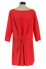 Easy to Wear Early 2000s Thakoon Bright Orange Coral Scarf Weight Silk Shift Dress