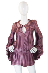 1960s Biba Satin Top with Sequin Detail