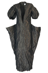 1982 Krizia by Mariuccia Mandelli Deep Plunging Front Sculptural Dress