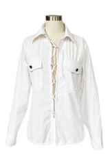 Early 2000s Tom Ford for Yves Saint Laurent Front Lace White Safari Shirt