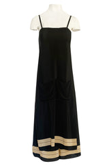 1970s Sonia Rykiel Wide Legged Cropped Pant & Long Tunic Evening Set w Draped Pockets