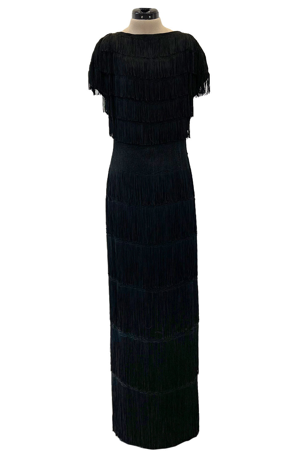 Extraordinary 1930s Black Silk Sheath Dress w Head to Toe Rows of Blac –  Shrimpton Couture