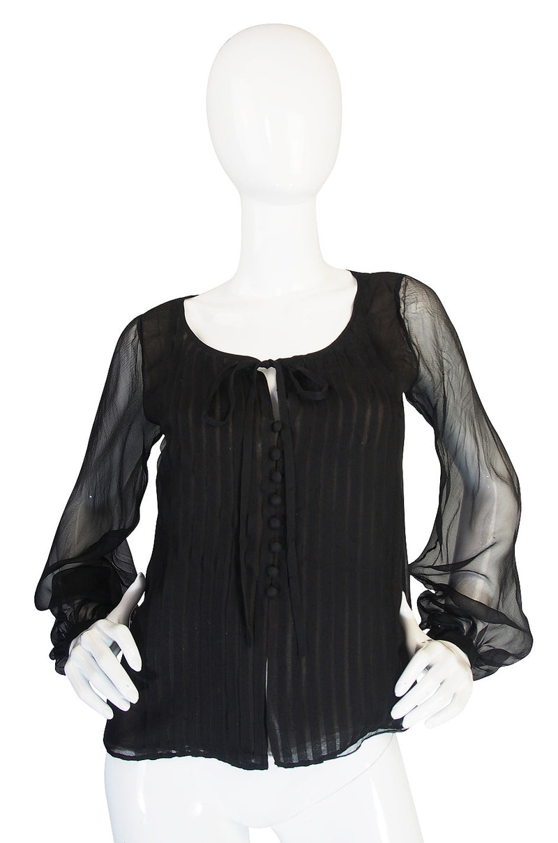 1976 Yves Saint Laurent Haute Couture Silk Chiffon Top