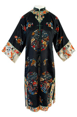 Fabulous 1920s Extensively Hand Embroidered Black Silk Asian Evening Coat