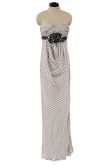 Pretty Spring 2009 Valentino Runway Strapless Dotted Silk w Front Detailing