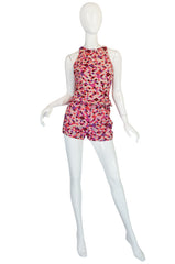 Late 1950s Emilo Pucci Pink Silk Shorts and Shell Set
