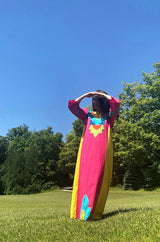 1960s Josefa Vibrant Pink and Primary Color Cotton Caftan Dress