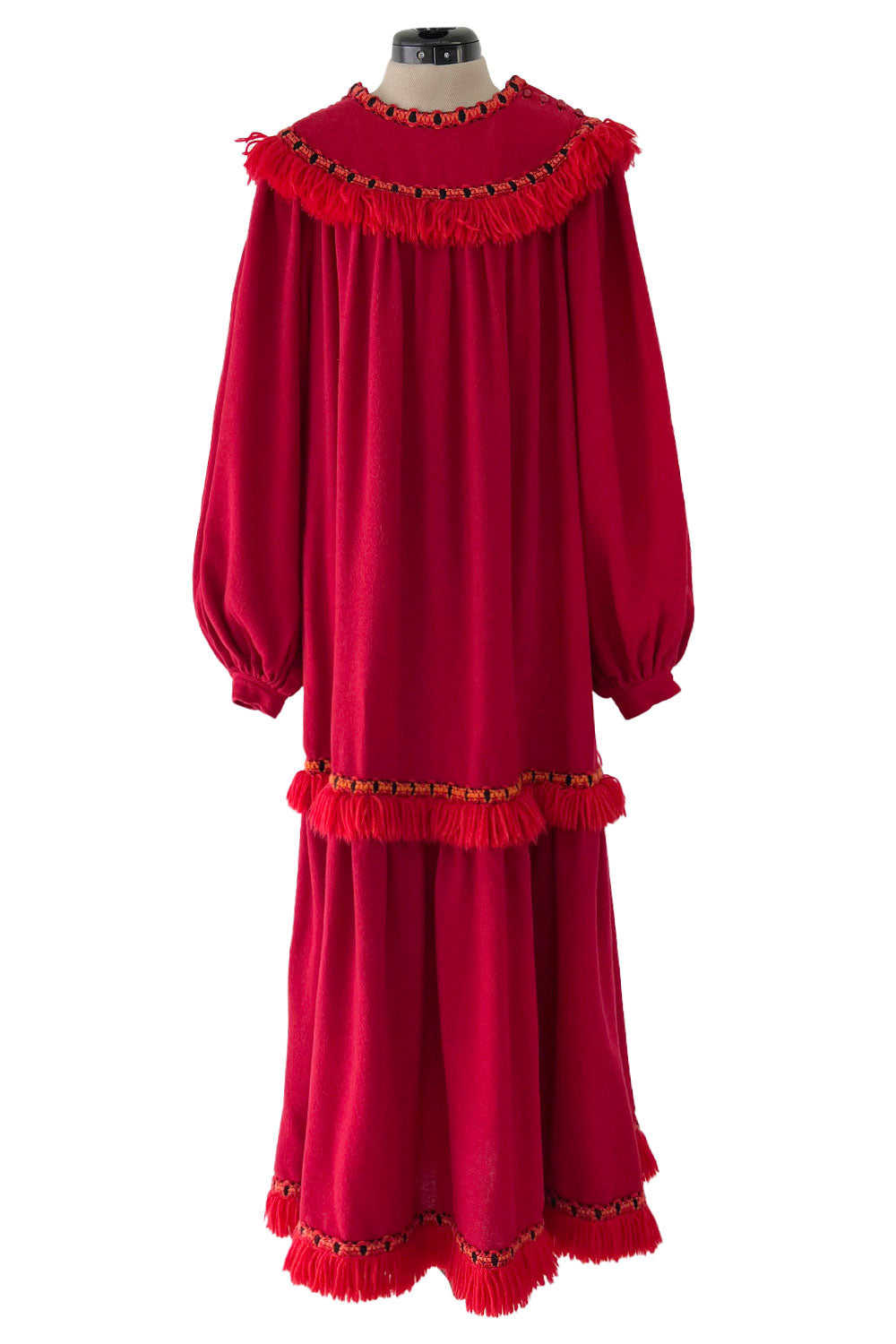 Runway Fall 1977 Yves Saint Laurent Red Wool Smock Dress w Fringe Yarn –  Shrimpton Couture