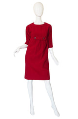 Rare 1959 James Galanos Red Felt Dress