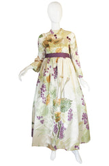 1960s Rare Hand Painted George Halley Silk Gown
