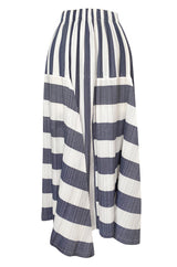 Early 1990s Issey Miyake Graphic Gray & White Elaborately Pleated Midi Skirt