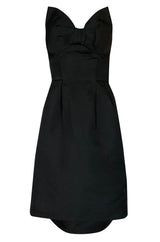 1970s Lanvin Strapless Silk Dress w Bow Detail & Layered Skirt