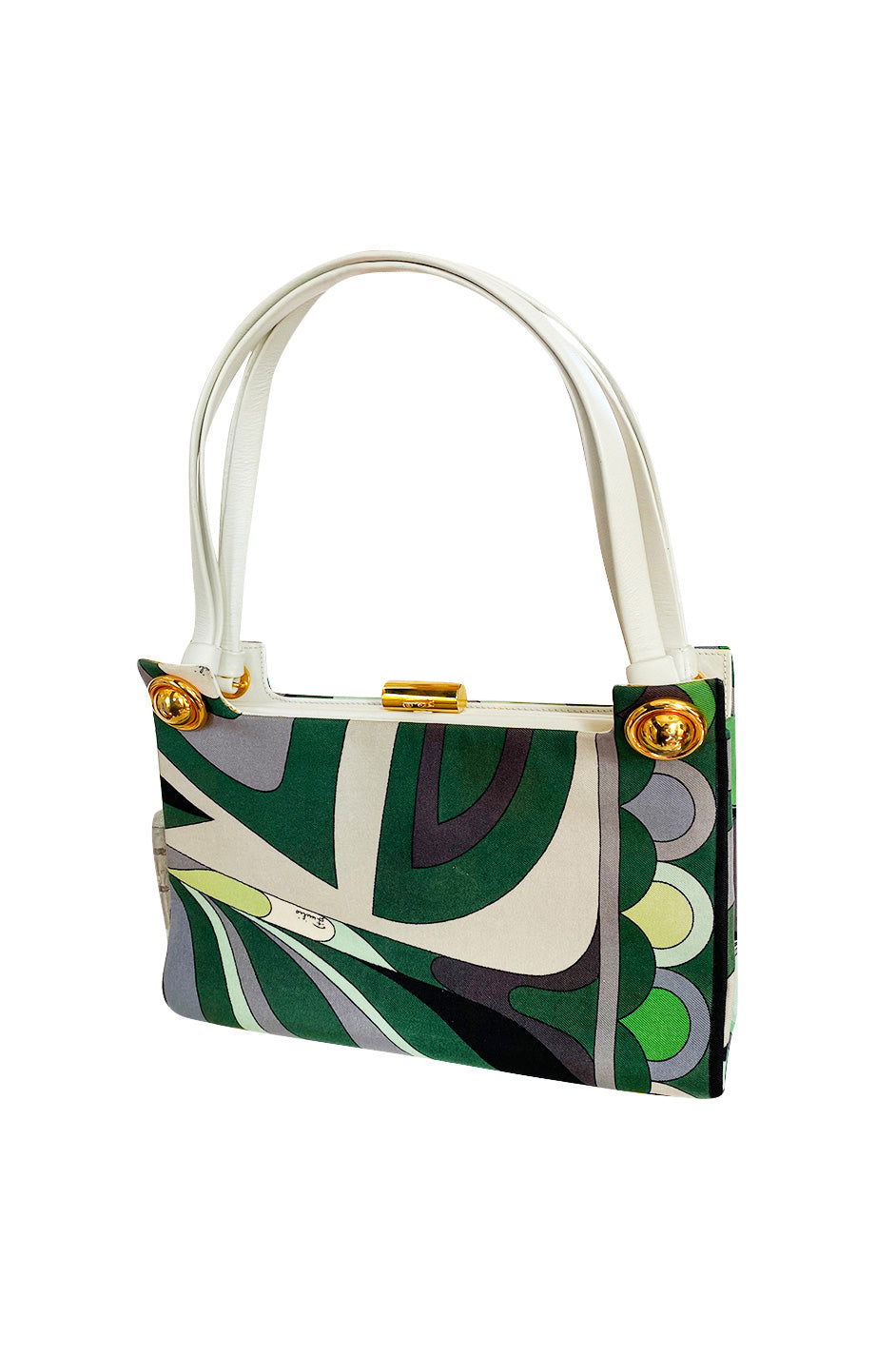 1960s Emilio Pucci Deep Green Silk Bag w White Handles – Shrimpton