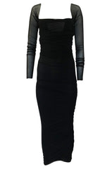 c.1990 Giorgio di Sant Angelo Black Stretch Net Multi Length Dress