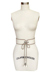 1976-77 Yves Saint Laurent Russian Collection Cream & Gold Braided Tie Belt