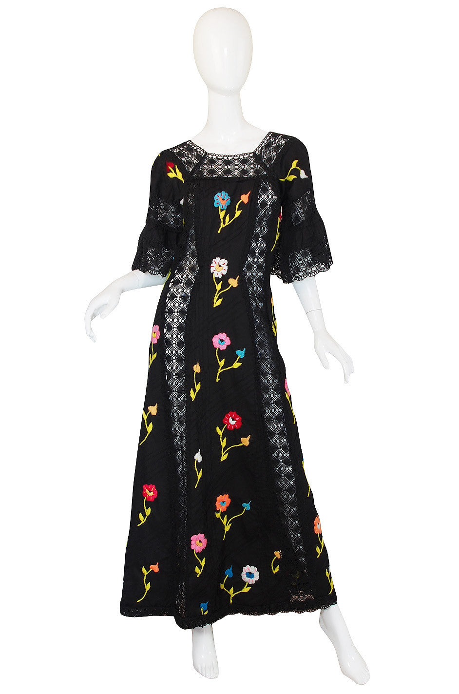 Wonderful 1960s Mexican Embroidered Maxi Dress – Shrimpton Couture