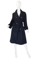 1980s Blue with Gold Celine Trench Coat
