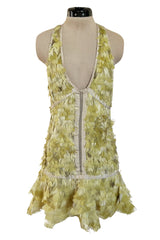 Exceptional Spring 2003 Gucci by Tom Ford Rare Runway Pale Yellow Feather Mini Dress