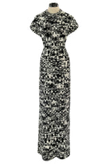 Runway Fall 2011 Chanel by Karl Lagerfeld Black & Ivory Knit Dress w Fringed Open Back