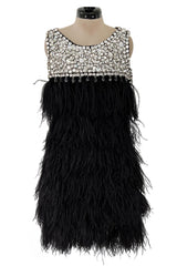 Gorgeous Fall 2010 Loris Azzaro by Vanessa Seward Runway Ostrich Feather & Huge Crystal Dress