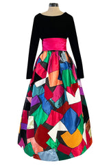 Iconic Fall 1980 Possible Yves Saint Laurent Haute Couture Dress Patchwork & Velvet Dress