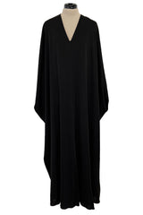 Easy to Wear 1970s Halston Simple & Chic Black Jersey Slip On Caftan Dress