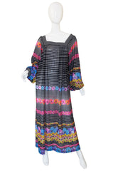 1960s Nylon Floral Gottex Caftan Dress