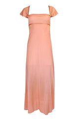 1970s John Kloss Pale Peach Nylon Open Tie Back Dress