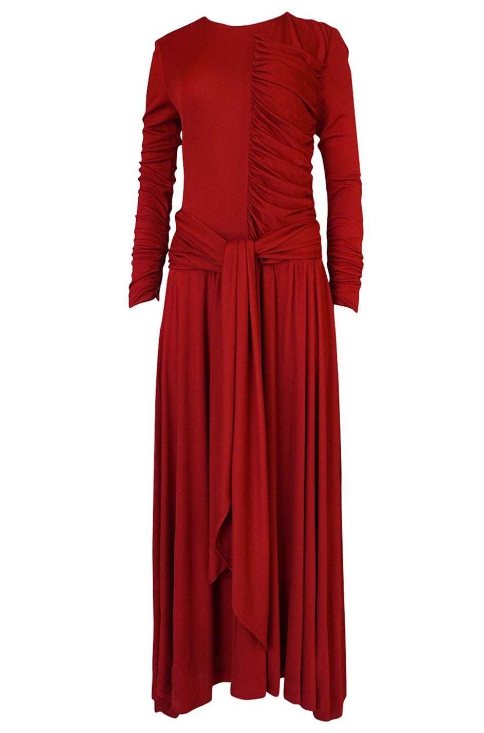 1980s Karl Lagerfeld Supermodel Length Deep Red Silk Jersey Dress w Sa –  Shrimpton Couture