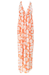 1970s Young Edwardian Marilyn Monroe Plunging Nylon Jersey Print Dress