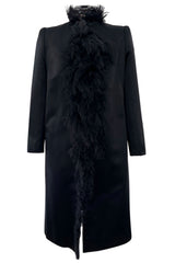 Iconic Fall 2000 Chanel by Karl Lagerfeld Haute Couture Black Silk Tulle Ruffle Evening Coat