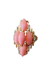 1970s Modernist Gold Coral Cocktail Ring