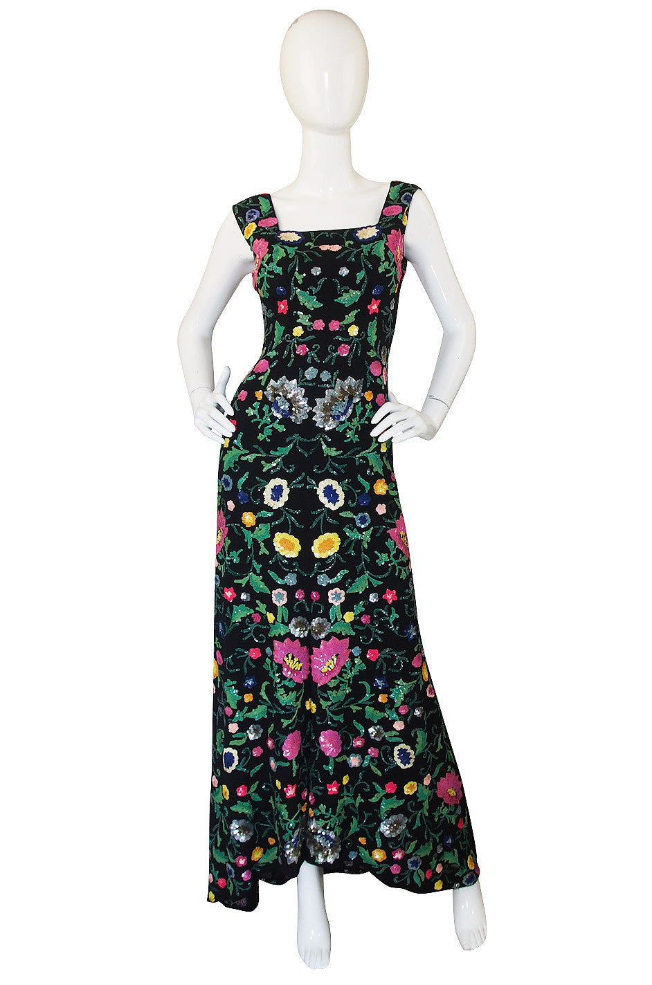 Spectacular Late 1920s, Early 30s Floral Sequin Gown