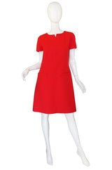 1980s Red Seamed Courreges Shift Dress