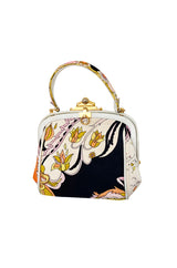 1960s Emilio Pucci Soft Pink Floral Pinted Silk Top Handle Mini Bag
