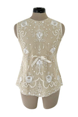Spring 2006 Christian Lacroix Haute Couture Runway Embroidered Ivory Net Top