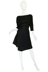 1950s Demi Couture Christian Dior Black Silk Bow Dress