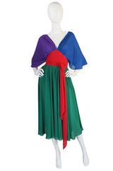 1970s Wrap Color Block Giorgio Sant 'Angelo Dress