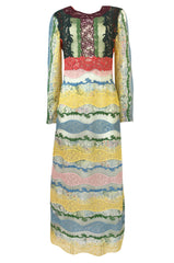 Resort 2016 Valentino Lace, Silk and Cotton Backless Patchwork Dress