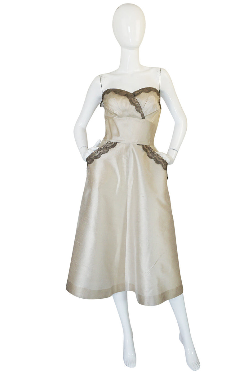 1950s Lace & Silk Parnes Feinstein Dress
